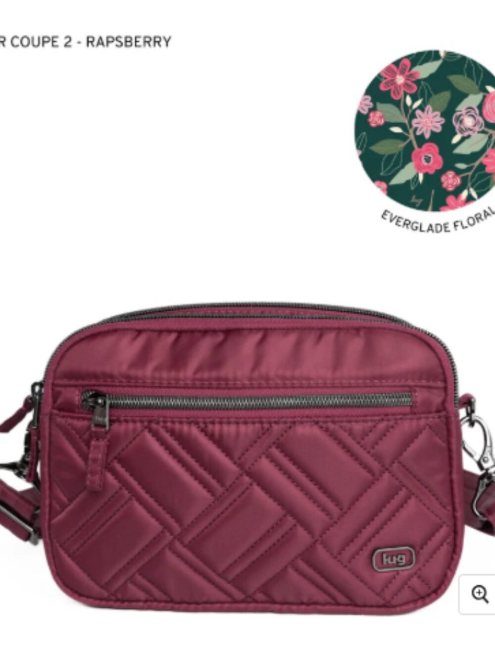 NWT- LUG- SUPER COUPE 2- Raspberry with Everglade Floral interior